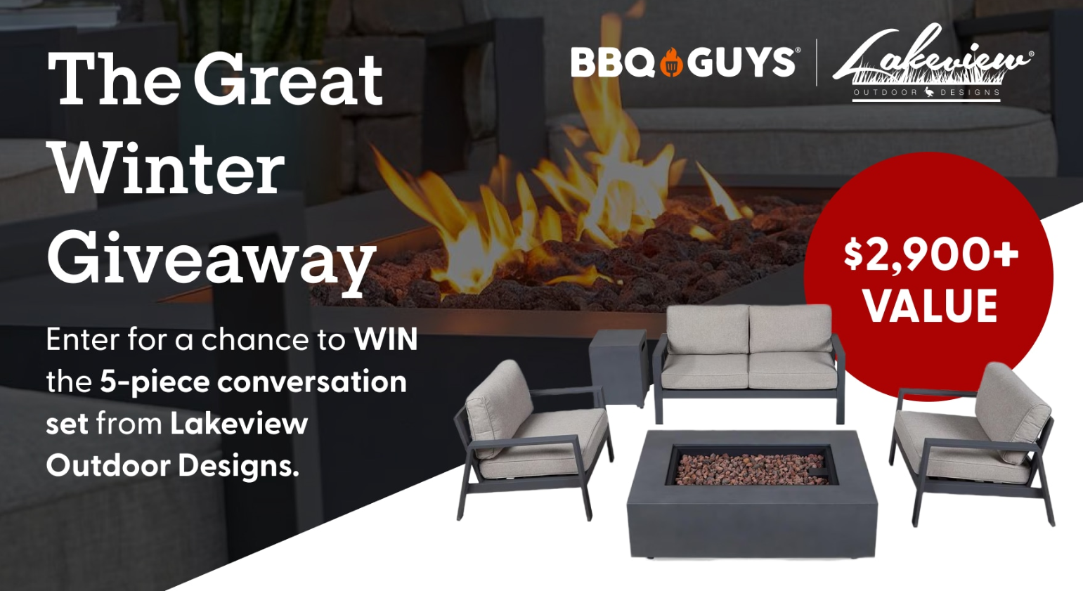 Win a Luxurious Outdoor Furniture Set with Fire Pit from BBQGuys